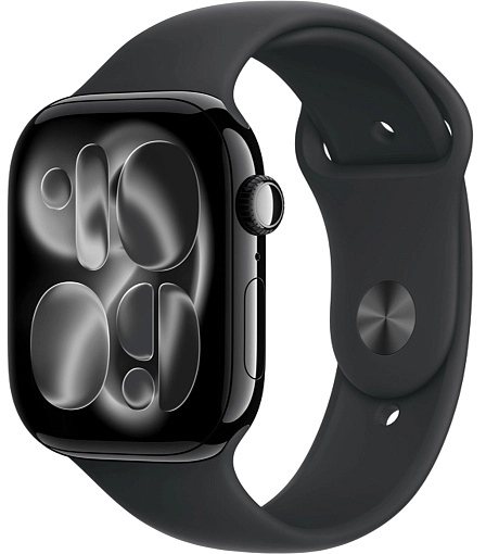 Apple Watch Series 11 46 мм, черный глянец, ремешок черного цвета, размер M/L